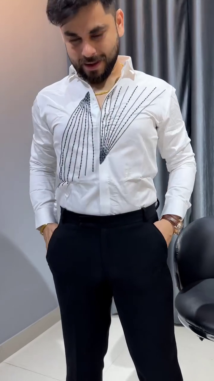 Men?s Casual Cotton Blend Shirt || Long Sleeve Button Down with Spread Collar