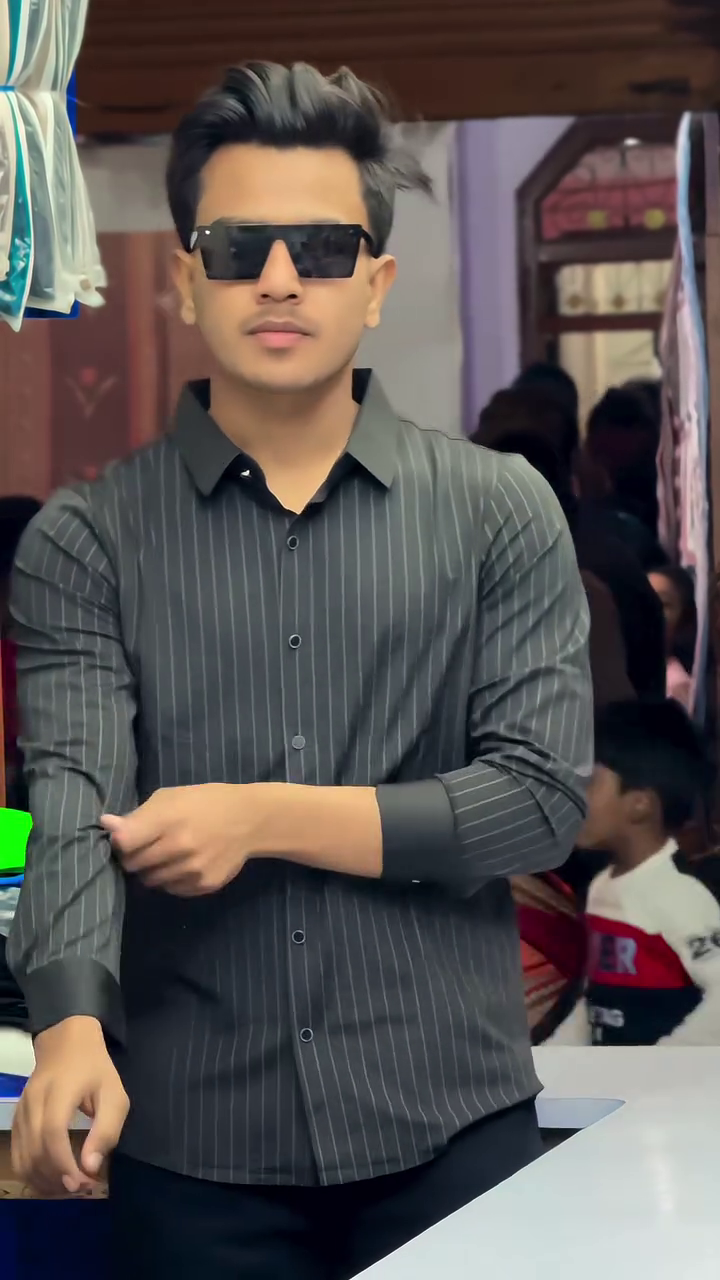 Burgundy Slim Fit Self-Stripes Shirts