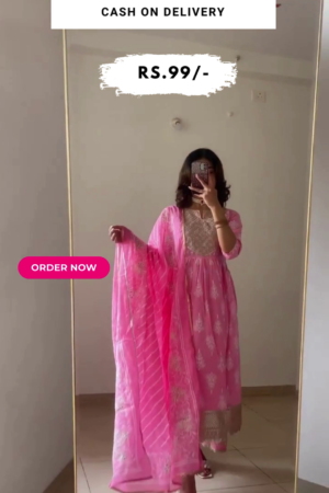 Cotton Chest Embroided Straight Kurti With Ethinc Bottom and Dupatta