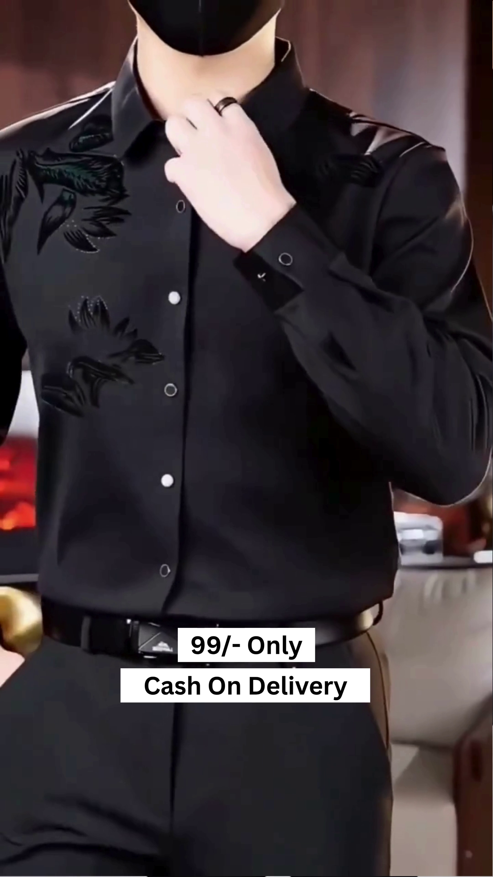 Men's Silk Satin Shirt Floral Slim Fit Long Sleeve Dress Shirt Casual Soft Shirt