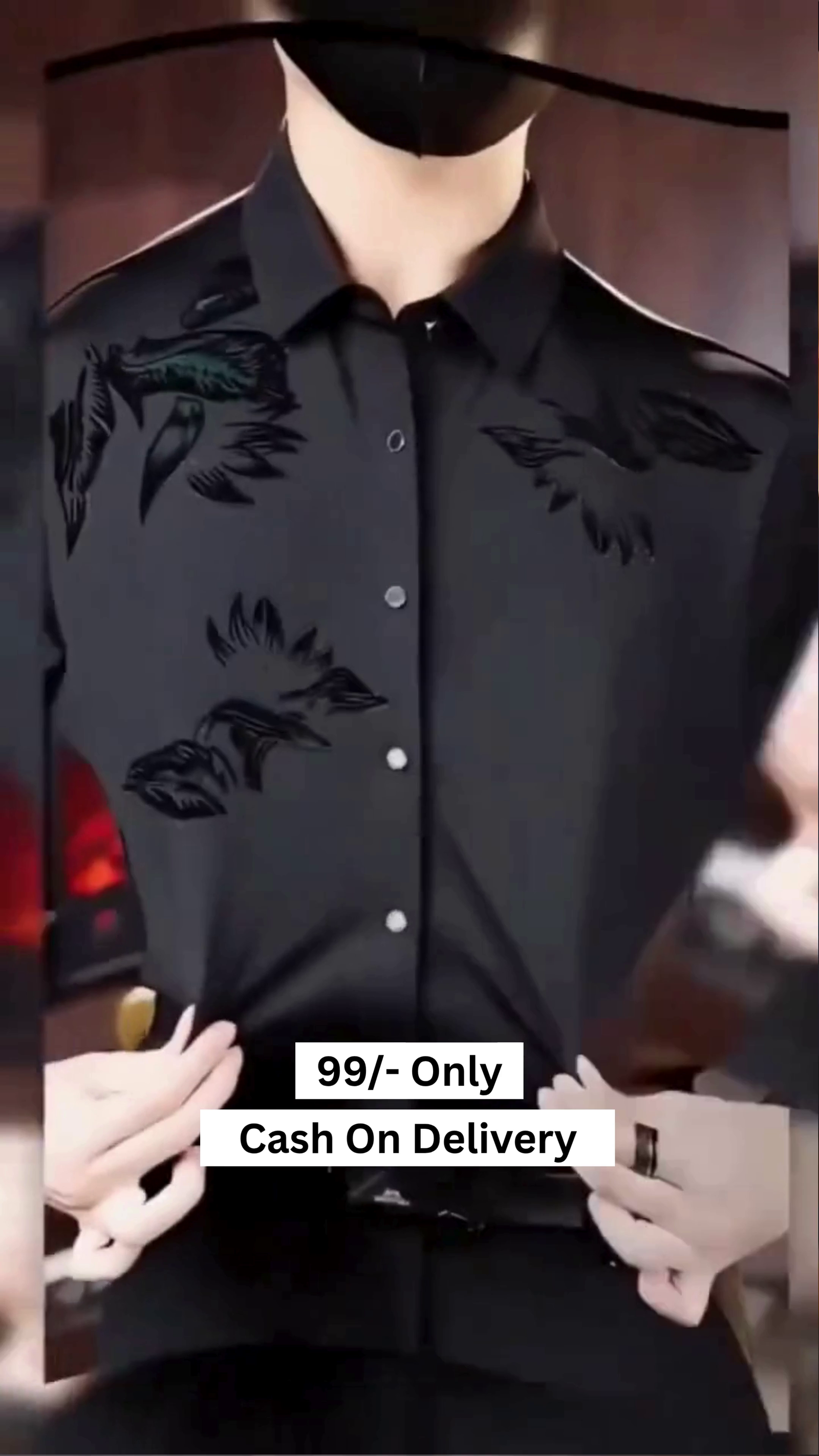 Men's Silk Satin Shirt Floral Slim Fit Long Sleeve Dress Shirt Casual Soft Shirt - Image 3