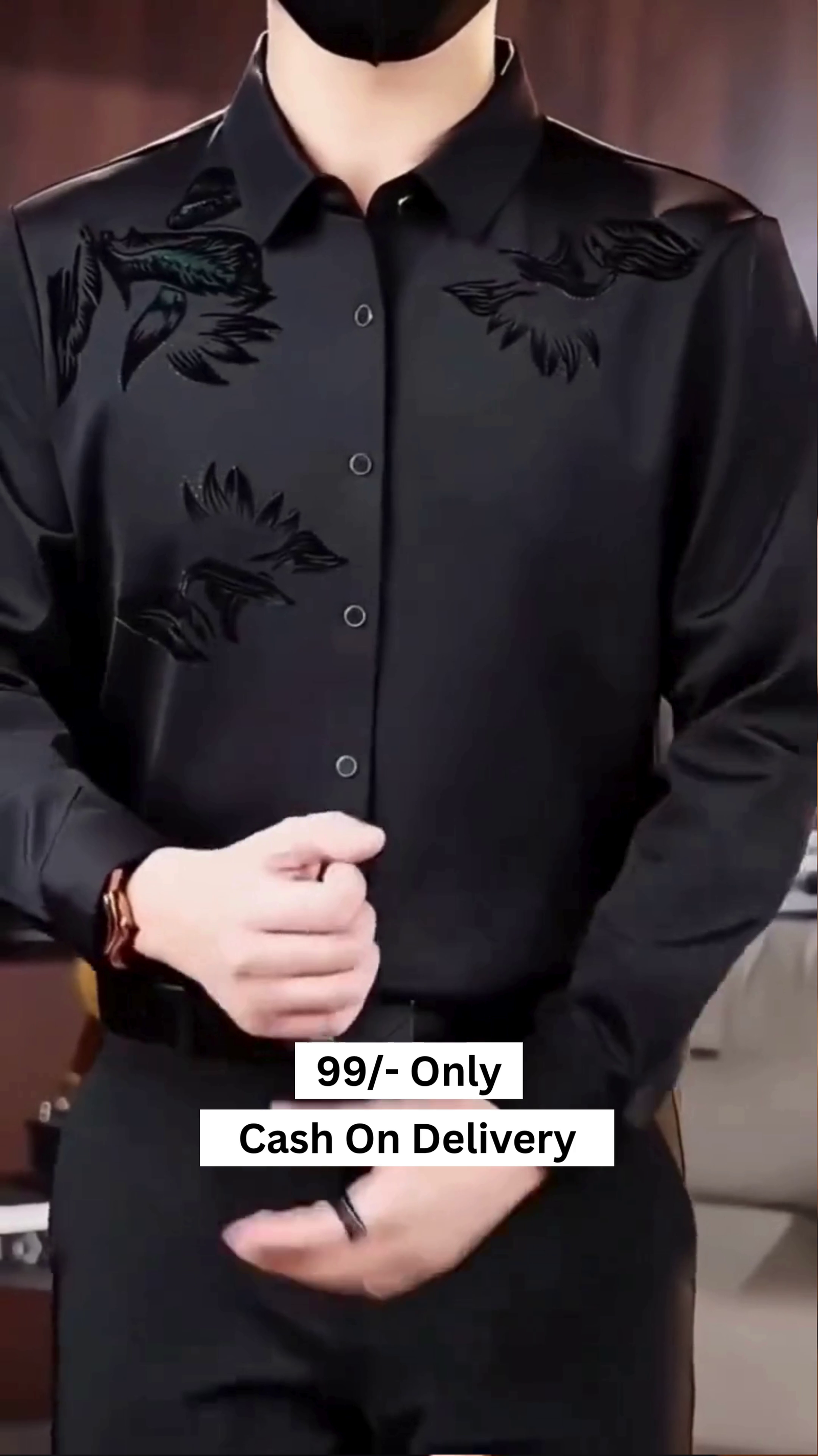 Men's Silk Satin Shirt Floral Slim Fit Long Sleeve Dress Shirt Casual Soft Shirt - Image 5