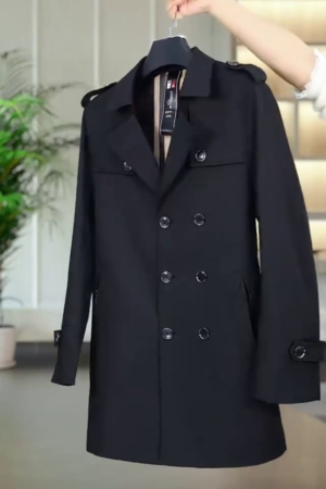 Lende Men Trench Coat Winter Long Jacket Double Breasted Overcoat