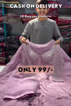 Peach Embroidered Net Semi Stitched Lehenga