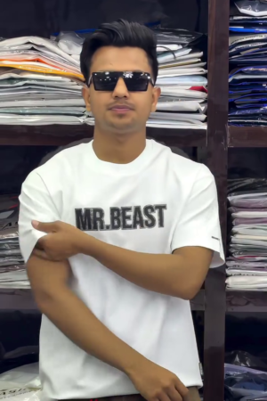 White Cotton Half Sleeve Premium T Shirt