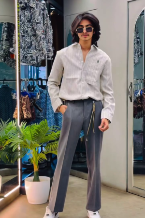 Men Tailored Fit Striped Casual Cotton Shirt