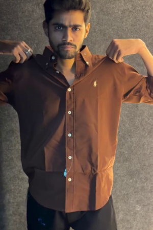 Men Button-Down Collar Solid Cotton Casual Shirt