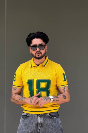 Brazil Vintage Embroidered Polo Collar Relaxed Fit T-Shirt