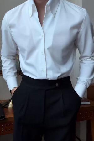 Men Textured Spread Collar Cotton Formal Shirt