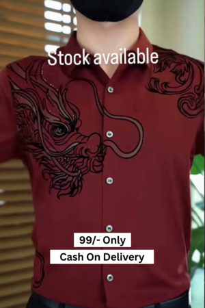 Black Serpentine Dragon Handwork Designer Shirt