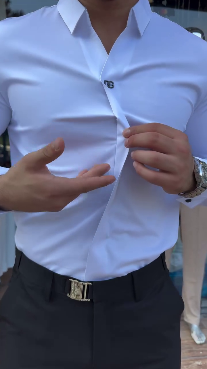 Men Solid Spread Collar Satin Formal Shirt - Image 6
