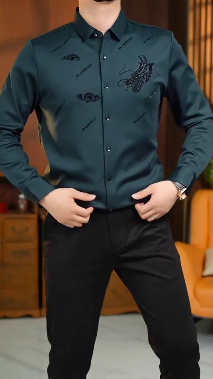 Men's Satin Shirt with Spread Collar Neck Line Solid Pattern Full Sleeves Regular Fit Western Style and Standard Length