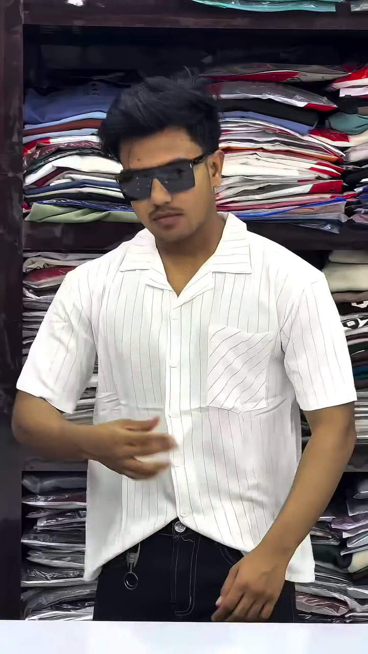 Men Cuban Collar Vertical Striped Relaxed Fit Casual Shirt - Image 5