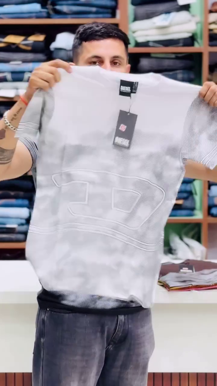 Men Abstract Printed Neck Cotton Oversized Tshirt - Image 10