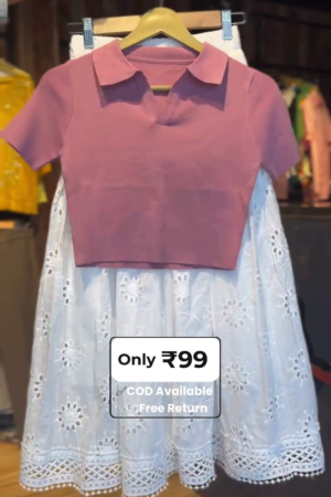 Women Regular Fit Polo Collar Cotton Crop T-shirt