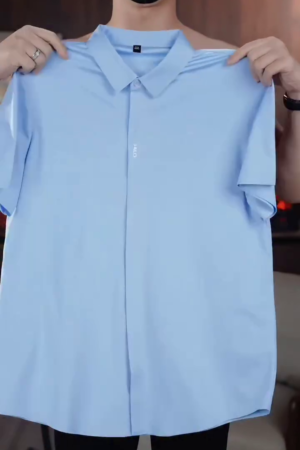 Men Sky Blue Half Sleeve Solid Casual Shirt